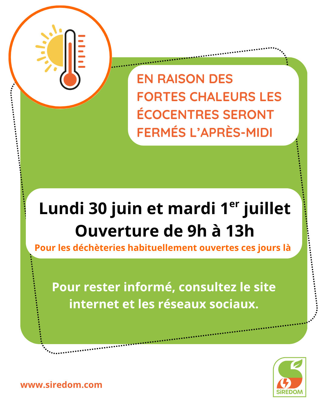 horaires amenages 30 juin 1 juillet   insta